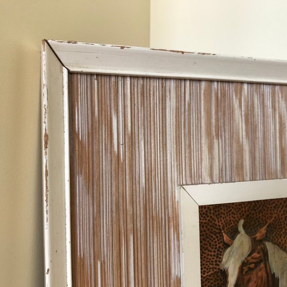 Horse w/ Foal Western Farm Embossed Copper Framed Picture Repousse 16x19 Signed - Picture 3 of 9